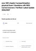 exsc 1201 chapter 2-preparticipation&NewLine;physical Exam &vert; Questions with 100&percnt;&NewLine;Correct Answers &vert; Verified &vert; Latest Update&NewLine;2026&sol;2027