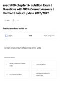 exsc 1400 chapter 5- nutrition Exam &vert;&NewLine;Questions with 100&percnt; Correct Answers &vert;&NewLine;Verified &vert; Latest Update 2026&sol;2027