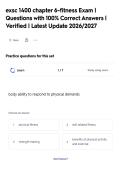 exsc 1400 chapter 6-fitness Exam &vert;&NewLine;Questions with 100&percnt; Correct Answers &vert;&NewLine;Verified &vert; Latest Update 2026&sol;2027