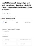 exsc 1400 chapter 7- body weight and&NewLine;body comp Exam &vert; Questions with 100&percnt;&NewLine;Correct Answers &vert; Verified &vert; Latest Update&NewLine;2026&sol;2027