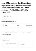 exsc 1201 chapter 6- durable medical&NewLine;equipment and protective equipment&NewLine;Exam &vert; Questions with 100&percnt; Correct&NewLine;Answers &vert; Verified &vert; Latest Update&NewLine;2026&sol;2027&NewLine;