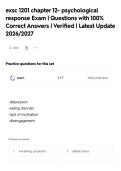 exsc 1201 chapter 12- psychological&NewLine;response Exam &vert; Questions with 100&percnt;&NewLine;Correct Answers &vert; Verified &vert; Latest Update&NewLine;2026&sol;2027