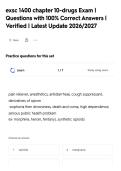 exsc 1400 chapter 10-drugs Exam &vert;&NewLine;Questions with 100&percnt; Correct Answers &vert;&NewLine;Verified &vert; Latest Update 2026&sol;2027