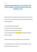 NURSING JURISPRUDENCE AND ETHICS FOR&NewLine;TEXAS NURSES &vert;CERTIFIED QUESTIONS AND&NewLine;ANSWERS 2026&NewLine;