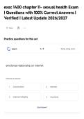 exsc 1400 chapter 11- sexual health Exam&NewLine;&vert; Questions with 100&percnt; Correct Answers &vert;&NewLine;Verified &vert; Latest Update 2026&sol;2027