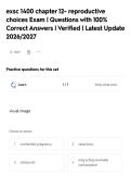 exsc 1400 chapter 12- reproductive&NewLine;choices Exam &vert; Questions with 100&percnt;&NewLine;Correct Answers &vert; Verified &vert; Latest Update&NewLine;2026&sol;2027