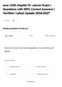 exsc 1400 chapter 15- cancer Exam &vert;&NewLine;Questions with 100&percnt; Correct Answers &vert;&NewLine;Verified &vert; Latest Update 2026&sol;2027&NewLine;
