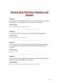 Nursing State Final Exam Questions and Answers