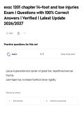 exsc 1201 chapter 14-foot and toe injuries&NewLine;Exam &vert; Questions with 100&percnt; Correct&NewLine;Answers &vert; Verified &vert; Latest Update&NewLine;2026&sol;2027