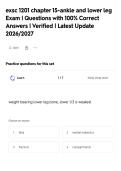 exsc 1201 chapter 15-ankle and lower leg&NewLine;Exam &vert; Questions with 100&percnt; Correct&NewLine;Answers &vert; Verified &vert; Latest Update&NewLine;2026&sol;2027