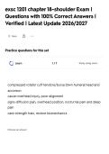 exsc 1201 chapter 18-shoulder Exam &vert;&NewLine;Questions with 100&percnt; Correct Answers &vert;&NewLine;Verified &vert; Latest Update 2026&sol;2027