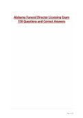 Alabama Funeral Director Licensing Exam 150 Questions and Correct Answers&NewLine;
