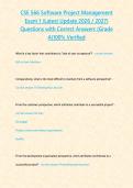 CSE 566 Software Project Management Exam 2 &lpar;Latest Update 2026 &sol; 2027&rpar; Questions with Correct Answers &lbrace;Grade A&rcub;100&percnt; Verified