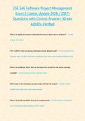 CSE 566 Software Project Management Exam 2 &lpar;Latest Update 2026 &sol; 2027&rpar; Questions with Correct Answers &lbrace;Grade A&rcub;100&percnt; Verified