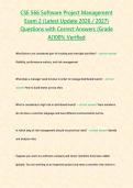 CSE 566 Software Project Management Exam 2 &lpar;Latest Update 2026 &sol; 2027 &rpar; Questions with Correct Answers &lbrace;Grade A&rcub;100&percnt; Verified