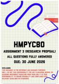 HMPYC80 Assignment 3 &lpar;Draft Research Proposal&rpar; Memo &vert; Due 30 June 2026&NewLine;