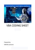 AIN3701 VBA coding Cheat Sheet 2026 &vert; 2027 for Accounting Students with Complete Solutions UPDATED&excl;&excl;&excl;&period;
