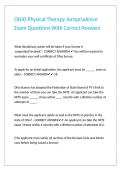 OHIO Physical Therapy Jurisprudence Exam Questions With Correct Answers