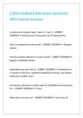 California Real Estate Exam Questions With Correct Answers