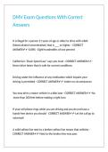 DMV Exam Questions With Correct Answers