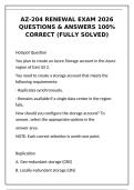 AZ-204 Renewal Exam 2026 &ndash; Questions & Answers 100&percnt; Correct Fully Solved&NewLine;&NewLine;