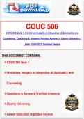 COUC 506 Quiz 1&colon; Worldview Insights in Integrative of Spirituality and Counseling &vert; Questions & Answers &lpar;Verified Answers&rpar; &vert; Liberty University &vert; Latest &lpar;2026&sol;2027&rpar; Updated Version