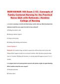 NUR166&sol;NUR 166 Exam 2 V2 &vert; Concepts of &NewLine;Family Centered Nursing for the Practical &NewLine;Nurse Q&A with Rationale &vert; Hondros &NewLine;College of Nursing