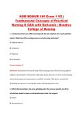 NUR160&sol;NUR 160 Exam 1 V2 &vert; &NewLine;Fundamental Concepts of Practical &NewLine;Nursing II Q&A with Rationale &vert; Hondros &NewLine;College of Nursing