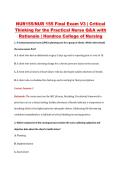 NUR155&sol;NUR 155 Final Exam V3 &vert; Critical &NewLine;Thinking for the Practical Nurse Q&A with &NewLine;Rationale &vert; Hondros College of Nursing 