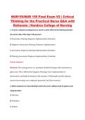 NUR155&sol;NUR 155 Final Exam V2 &vert; Critical &NewLine;Thinking for the Practical Nurse Q&A with &NewLine;Rationale &vert; Hondros College of Nursing
