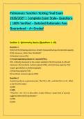 Pulmonary Function Testing Final Exam &NewLine;2026&sol;2027 &vert; Complete Exam Style&ndash; Questions &NewLine;&vert; 100&percnt; Verified &ndash; Detailed Rationales Pass &NewLine;Guaranteed &ndash; A&plus; Graded 