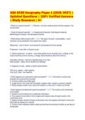 AQA GCSE Geography Paper 1 &lpar;2026&sol;2027&rpar; &vert;&NewLine;Updated Questions &vert; 100&percnt; Verified Answers&NewLine;&vert; Study Resource &vert; A&plus;