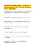 AQA GCSE Geography Paper 1 &lpar;2026&sol;2027&rpar; &vert;&NewLine;Latest Questions &vert; 100&percnt; Verified Answers &vert;&NewLine;Revision Pack &vert; A&plus;