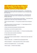AQA GCSE Geography 8035&sol;2 Paper 2&NewLine;&lpar;2026&sol;2027&rpar; &vert; Exam Questions &vert; 100&percnt;&NewLine;Verified Answers &vert; Prep Guide &vert; A&plus;