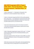 AQA GCSE Geography 8035&sol;2 Paper 2&NewLine;&lpar;2026&sol;2027&rpar; &vert; Recent Questions &vert; 100&percnt;&NewLine;Accurate Answers &vert; Revision Pack &vert; A&plus;&NewLine;Verified