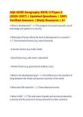 AQA GCSE Geography 8035&sol;2 Paper 2&NewLine;&lpar;2026&sol;2027&rpar; &vert; Updated Questions &vert; 100&percnt;&NewLine;Verified Answers &vert; Study Resource &vert; A&plus;