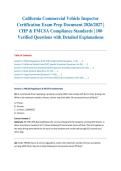 California Commercial Vehicle Inspector Certification Exam Prep Document 2026&sol;2027 &vert; CHP & FMCSA Compliance Standards &vert; 100 Verified Questions with Detailed Explanations