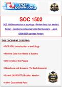 SOC 1502 Introduction to sociology &ndash; Review Quiz 9 on Media & Society &vert; Questions and Answers &lpar;Verified Answers&rpar; &vert; Latest &lpar;2026&sol;2027&rpar; Updated Version