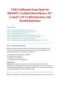 CEH Certification Exam Study Set 2026&sol;2027 &vert; Certified Ethical Hacker &lpar;EC-Council&rpar; &vert; 125 Verified Questions with Detailed Rationales
