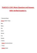TExES EC-6 &lpar;391&rpar; Music &lpar;Latest 2026&sol;2027 Update&rpar; Complete Questions and Guide Answers&comma; 100&percnt; Verified Graded A&plus;
