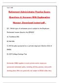 RETIREMENT ADMINISTRATOR PRACTICE EXAM &vert; COMPLETE STUDY GUIDE FOR CRA QKA QPA APA NIPA ERISA 401&lpar;K&rpar; PENSION CERTIFICATION &lpar;2026&rpar;
