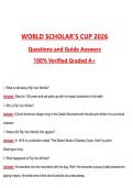 WORLD SCHOLARS CUP 2026 &vert; 275 Complete Questions and Guide Answers&comma;&lpar;Latest 2026&sol;2027 Update&rpar; 100&percnt; Verified Graded A&plus;