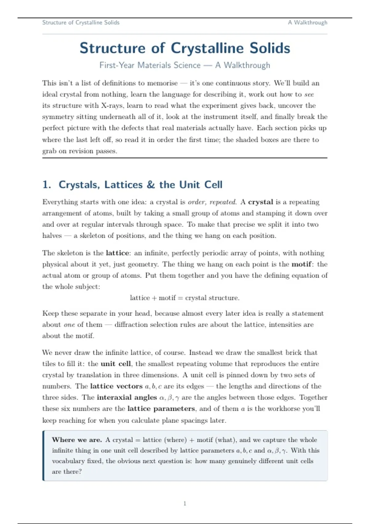 Summary Structure of Crystalline Solids — Complete First-Year Materials ...