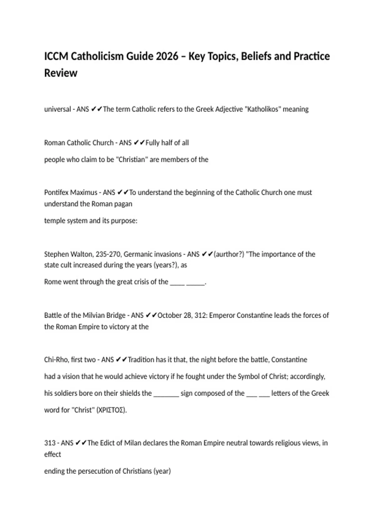 ICCM Catholicism Guide 2026 – Key Topics, Beliefs and Practice Review - ICCM Catholicism - Stuvia US