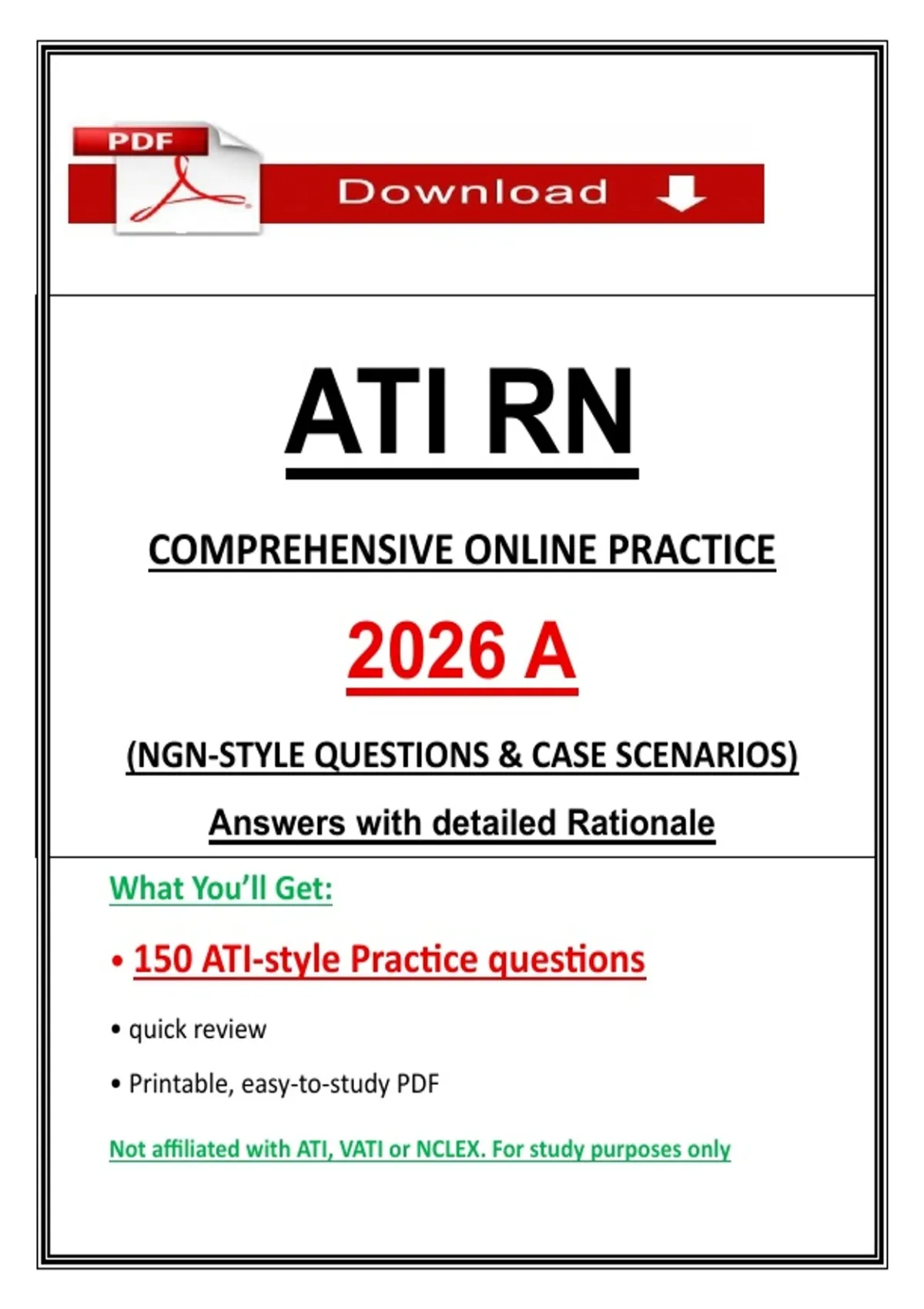 ATI RN Comprehensive Online Practice A Exam – (2026) Actual Questions ...