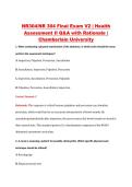 NR304&sol;NR 304 Final Exam V2 &vert; Health &NewLine;Assessment II Q&A with Rationale &vert; &NewLine;Chamberlain University