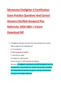 Minnesota Firefighter II Certification &NewLine;Exam Practice Questions And Correct &NewLine;Answers &lpar;Verified Answers&rpar; Plus &NewLine;Rationales 2026 Q&A &vert; Instant &NewLine;Download Pdf