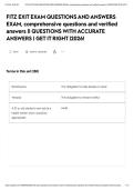 FITZ EXIT EXAM QUESTIONS AND ANSWERS EXAM&comma; comprehensive questions and verified answers &vert;&vert; QUESTIONS WITH ACCURATE ANSWERS &vert; GET IT RIGHT &vert;2026&excl;&NewLine;&NewLine;
