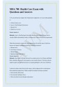 MHA 708  Health Care Exam with Questions and Answers