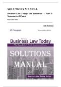 Solutions Manual &mdash; Business Law Today&colon; The Essentials Text & Summarized Cases&comma; 14th Edition &lpar;Roger LeRoy Miller&rpar; &vert; All Chapters 1-25 Covered